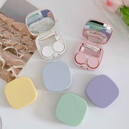 Contact Lens Storage Box Candy Solid Colour Simple Contact Lens Box Glossy DIY Portable Companion Box