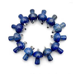 Pendant Necklaces Fashion Good Quality Natural Stone Lapis Lazuli Mushroom For Jewellery Making Necklace Charm Accessories 24PC Free Shippng