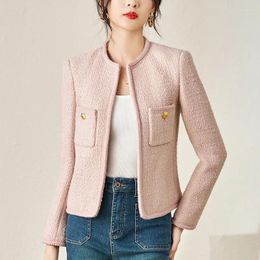 Women's Jackets Autumn Winter Coats For Women Elegant Fashion Long Sleeve Slim Solid 30% Wool Office Lady Coat Tweed Jacket