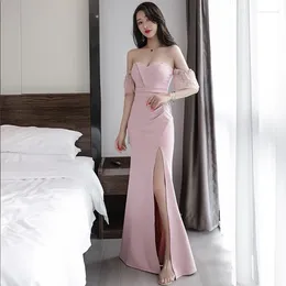 Casual Dresses Fashion Nightclub Sexy Dress Banquet Clothes Long Skirt Slit Elegant Ktv Low-cut Slim Tube Top Evening Party Female