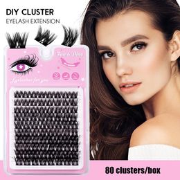 Natural Dense Grafted Eyelashes 80 Clusters 10-14mm Soft Lightweight Handmade Reusable Curl DIY Segmented Lashes Extensions DHL