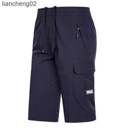 Men's Shorts Mens Summer Shorts 2022 Large Size 5xl 6XL 7XL 8XL Quick Dry Breeches Bermuda Male Elastic Stretch Zipper Pocket Long Short Men W0408