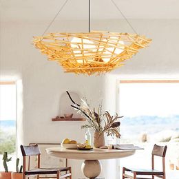 Pendant Lamps Bird's Nest Rattan Lamp Bamboo Creative Homestay Teahouse Living Room Personality Bedroom Decor Lighting Chandeliers