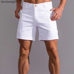 Men's Shorts White Shorts Men Bermuda Shorts Streetwear Pure Cotton Knee Length Casual Short Pants Work Trousers Summer Fashion Bottoms 2022 W0408