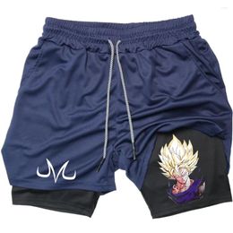 Men's Shorts Anime 2 In 1 Running Men Gym Sports Quick Dry Workout Training Fitness Jogging Summer Performance