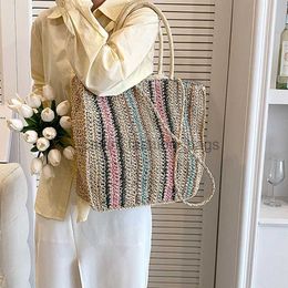 Shoulder Bags Rainbow Straw Tote Women Bag Woven andmade Soulder Bag Summer Large Capacity andbagcatlin_fashion_bags