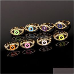 Band Rings 2021 Gold Twisted Chunky Rings For Women Vintage Boho Crystal Evil Eye Female Threads Yin Yang Ring Minimalist Jewelry Drop Dhxcs