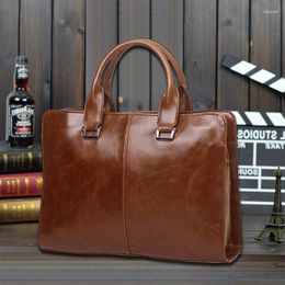 Briefcases Boutique Men's Bag Business Briefcase Crazy Horse Leather Shoulder Leisure Messenger Portable Laptop Large Capacity Purse Handb