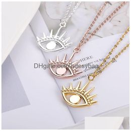 Pendant Necklaces 2021 Fashion Sier Gold Punk Evil Eyes Pendant Necklaces For Women Female Boho Vintage Jewelry Gift Drop Delivery Jew Dhslh