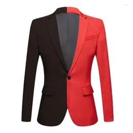 Men's Suits Men Lightweight Suit Coat Lapel Jacket Slim Fit Patchwork Contrast Colour With Flap Pockets Single For