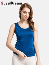 Camisoles Tanks SuyaDream Women's Tank Knitted Silk Solid Tank Top O-Neck Sleeveless Basic T-shirt Spring Summer Top 230408