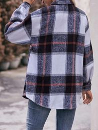 Women's Jackets Women S Plaid Hooded Shacket Coat With Button Down Long Sleeves And Oversized Fit - Stylish Fall Outwear Jacket Fleece