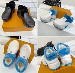 Womens Shark Clog faux fur lining winter Warm Casual shoes rubber travel