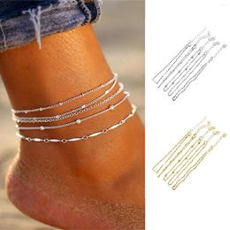 Anklets Women'S Beach Bracelet Bohemia Chain For Women Ankle Jewelry 5 Pcs Foot Anklet Accessories Summer Dainty