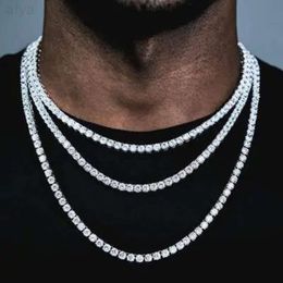 Moissanite Men 3mm 4mm 5mm Necklace Diamond Vvs 925 Sterling Silver Tennis Chains