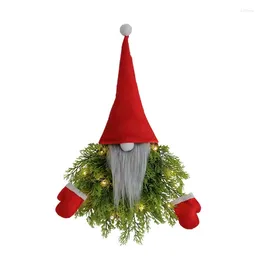 Decorative Flowers Christmas Wreath Gifts Funny Gnome Decoration LED Light Holiday Window