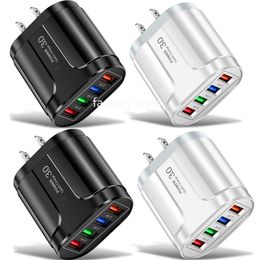 High Speed 5V 3.1A 4 Usb Ports Wall Charger Portable Eu US Power Adapters For Iphone 12 11 13 14 15 Pro max Samsung S23 note 20 htc lg F1