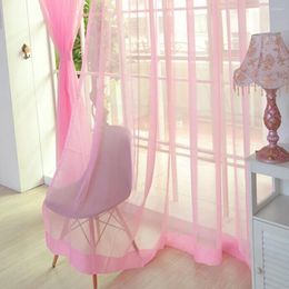 Curtain Solid Voile Window Curtains Sheer Door Drape Transparent Tulle Panel For Home Decor Living Room Bedroom Kitchen