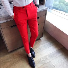 Mens Fashion Boutique Solid Colour Formal Groom Wedding Dress Suit Pants Mens Slim Official Business Suit Pants Male Trousers248Y