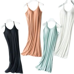 Women's Sleepwear Soft Sleepshirts Nightdress With Built In Bra Solid Colour Sleeveless Loose Fit Casual Homewear Chest Pad