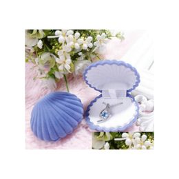 Packing Boxes Shell Shape Lovely Veet Engagement Ring Box For Earrings Necklace Bracelet Jewellery Display Gift Holder 40Pcs/L Dhjwd