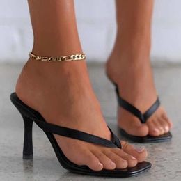 Sandals Stylish Womens Heel Flip Flops Black High Heels White Women Mules Slippers Ladies Summer Shoes 230408
