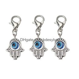 Charms 100Pcs Hamsa Hand Evil Eye Kabh Luck Charms Lobster Clasp Dangle For Jewellery Making Findings New Drop Delivery Jewellery Jewellery Dhplo