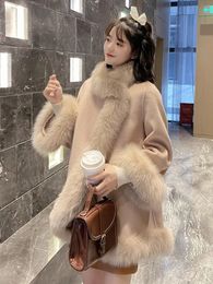 Women's Fur Faux Natural Coat Winter Jacket Women Real Collar Cashmere Wool Woollen Ladies Outerwear Streetwear Fashion 231108