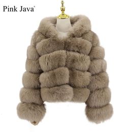 Women's Fur Faux pink java 20110 women winter fur coats real coat natural jacket hood luxury fashion clothes wholesale 231108