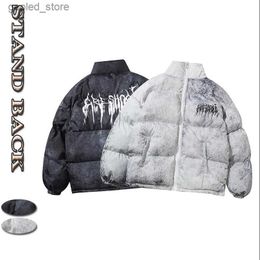 Men's Jackets Men Hip Hop Oversize Padded Bomber Jacket Coat Streetwear Graffiti Jacket Parka Cotton Harajuku Winter Down Jacket Coat Outwear Q231109