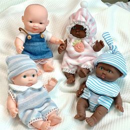 Dolls 1Set 12CM Mini Baby Cute Pyjamas Dress Simulation Reborn Up Doll Toys For Children Girls Christmas Gifts 230407