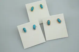 Stud Hook Stone Real 18K Gold Plated Golden thread turquoise Dangles Earrings Jewelries Letter Gift With free dust bag