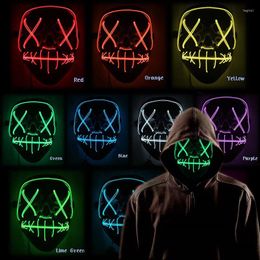 Fontes de festa S LED Luminous Glowing Purge Mask Halloween Role-Playing Costume Adereços Night Club Bares KTV Light Up Neon