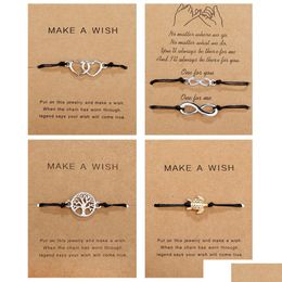 Chain Make A Wish Paper Card Adjustable Link Bracelet Turtle Elephant Tree Map Flower Handmade Woven Bracelets Simple Fashion Women J Dhvhy