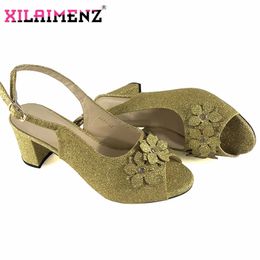 Dress Shoes Christmas Special Design African Women Shoes Italian Ladies Sandals For Wedding Shining Quality Nigerian Women Party Shoes 231108