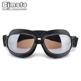 Ski Goggles BJMOTO Motorcycle Glasses Goggles Helmet Pilot Scooter Retro Moto Outdoor Dirt Bike Riding Sunglasses Motocross Goggles Off-Road 231108