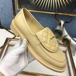 Designer dress shoes quilted loafers gold buckle logo real leather quality womens luxury moccasin flat lambskin party work casual shoes