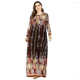 Ethnic Clothing 6XL Plus Size Abaya Muslim Women Long Sleeve Print Vintage Maxi Dresses Dubai Islamic Turkish Kaftan Party Gown Jilbab