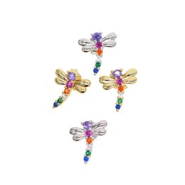 Stud Earrings Summer Delicate Fashion Jewellery Colourful Cz Paved Cute Animal Dragonfly Trendy Sweet Adorable Women JewelryStud