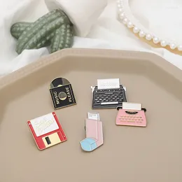 Brooches Vintage Classic Pins Music Record Typewriter SAVE YOURSELF Badges Enamel Backpack Fashion Gifts Jewelry Wholesale