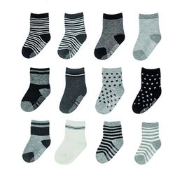 Kids Socks 12 pairs/set of children's socks baby girls non slip boys elastic knitted cotton 1-5 years 230408