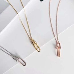 Lies Designer Jewelry Women's New Sterling Sier U-shaped Bamboo Clasp Pendant Multi-purpose Premium Necklace as A Gift for Girlfriends