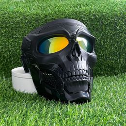 Cycling Caps Masks Skull Mask Motorcycle Mask Bicycle Riding Windproof Full Face Skeleton Protective Mask Coloured Goggle Tactical Cycling Bike 231108