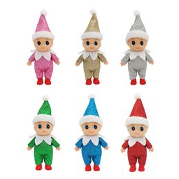 Christmas Shiny Baby Elf Dolls Twins Todder Elves Shining New Colour Kindness Kid Craft Babies Doll Toy Decoration On The Shelf Accessories Gift for Kids 6 Colours