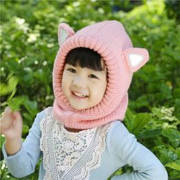 Caps Hats Girls Winter Hat Knitting Wool Stocking Caps Sequined Rabbit Ear Pullover Collar Bonnet Child Gift s 231108