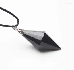Pendant Necklaces Beautiful Natural Obsidian Pendulum Crystal Healing With Free Rope