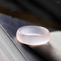 Cluster Rings Natural Agate Pink Jade Jewelry Gemstone Band Ring Stones For Women Jewellery Luxury