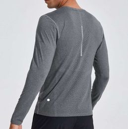 Men lu Yoga Outfit Sports Long Sleeve T-shirt Mens Sport Style Shirts Training Fitness Clothes Elastic Quick Dry Sportwear Top Plus Size 5XL Leisure atmospherrter4