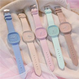 Wristwatches 2023 Fashionable Macaron Colour Round Watch Multicoloured Silica Gel Watchband Quartz Women Casual Clearance Sale