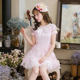 Party Dresses Candy Rain Summer Sweet Pink Mini Bow Flower Embroidery Print Lace Dress Women Sexy Beach Female C22AB7070